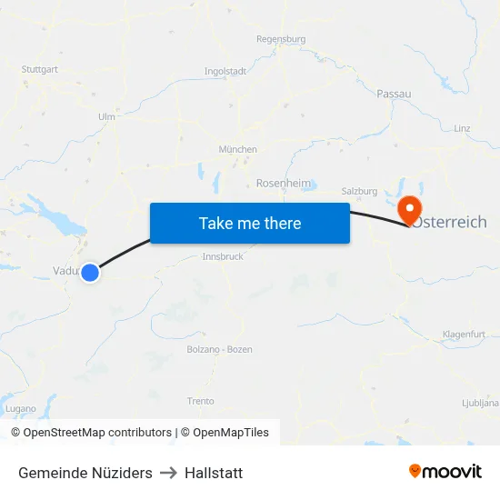 Gemeinde Nüziders to Hallstatt map