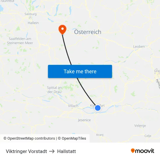 Viktringer Vorstadt to Hallstatt map