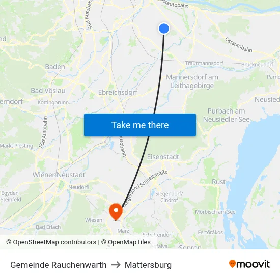 Gemeinde Rauchenwarth to Mattersburg map