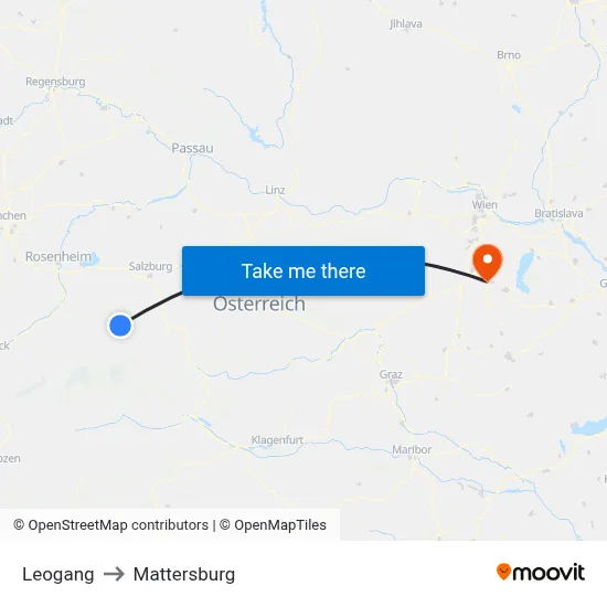 Leogang to Mattersburg map