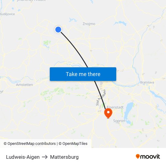 Ludweis-Aigen to Mattersburg map