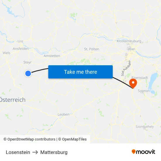 Losenstein to Mattersburg map