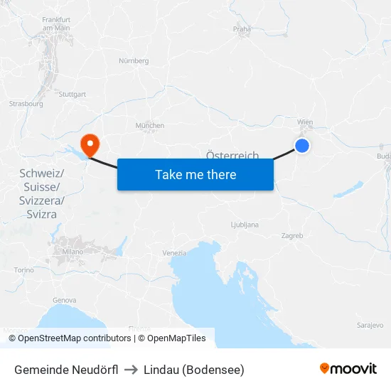 Gemeinde Neudörfl to Lindau (Bodensee) map