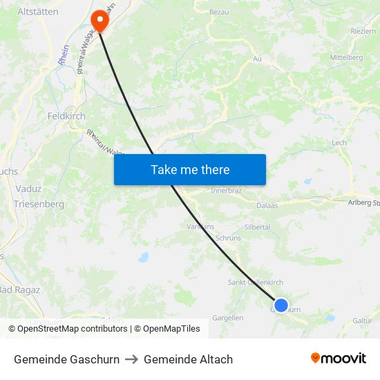 Gemeinde Gaschurn to Gemeinde Altach map