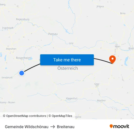 Gemeinde Wildschönau to Breitenau map
