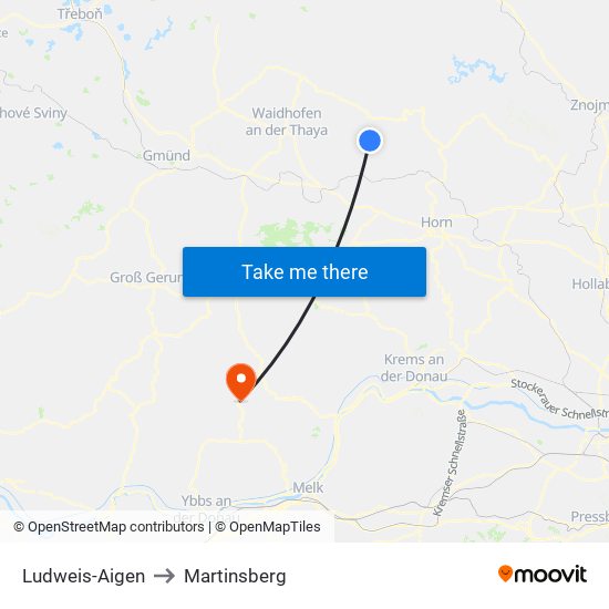 Ludweis-Aigen to Martinsberg map