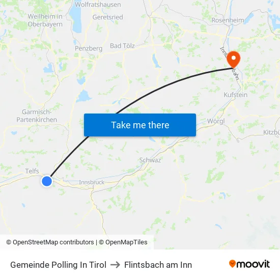 Gemeinde Polling In Tirol to Flintsbach am Inn map