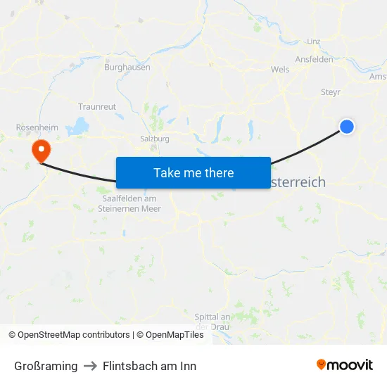 Großraming to Flintsbach am Inn map