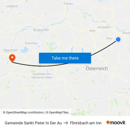 Gemeinde Sankt Peter In Der Au to Flintsbach am Inn map