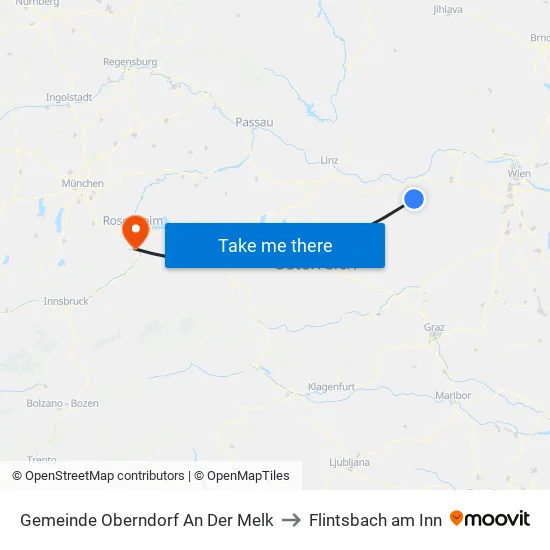 Gemeinde Oberndorf An Der Melk to Flintsbach am Inn map