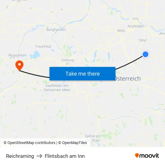Reichraming to Flintsbach am Inn map