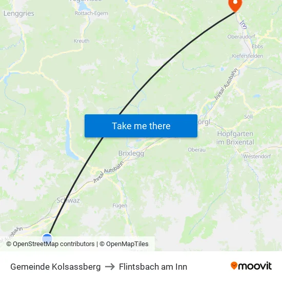 Gemeinde Kolsassberg to Flintsbach am Inn map