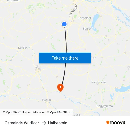 Gemeinde Würflach to Halbenrain map