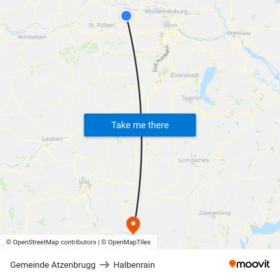Gemeinde Atzenbrugg to Halbenrain map