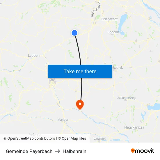Gemeinde Payerbach to Halbenrain map