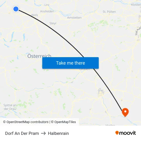Dorf An Der Pram to Halbenrain map