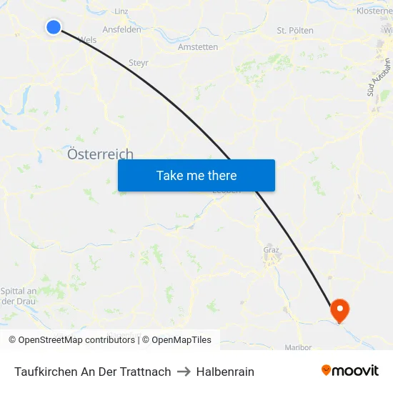 Taufkirchen An Der Trattnach to Halbenrain map