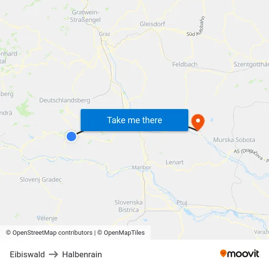 Eibiswald to Halbenrain map