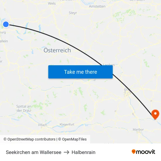 Seekirchen am Wallersee to Halbenrain map