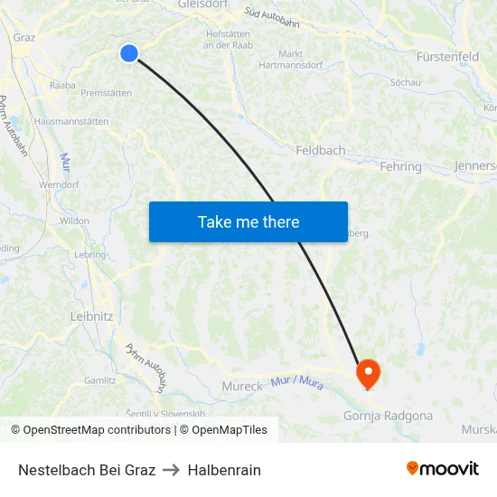 Nestelbach Bei Graz to Halbenrain map