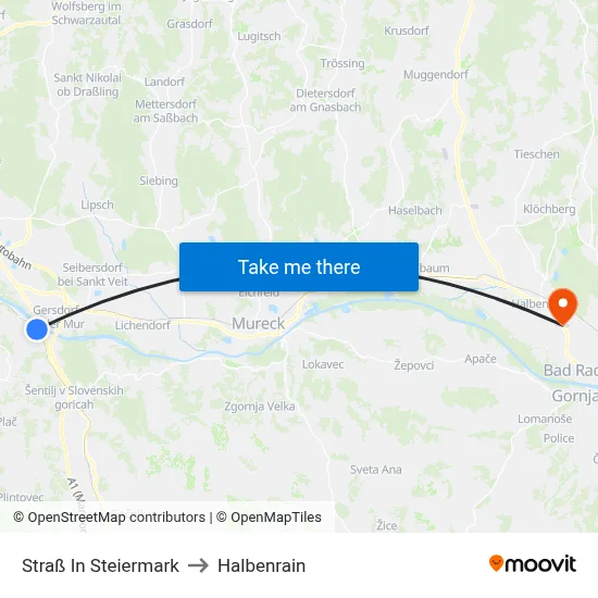 Straß In Steiermark to Halbenrain map