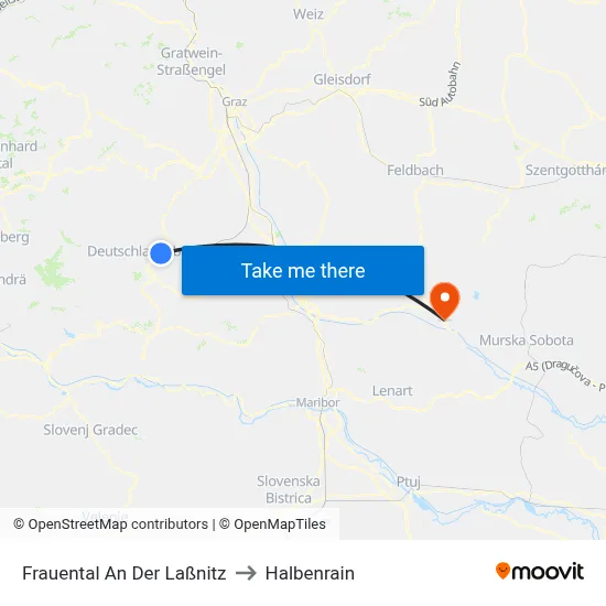 Frauental An Der Laßnitz to Halbenrain map