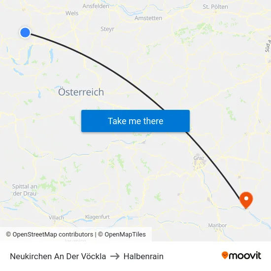 Neukirchen An Der Vöckla to Halbenrain map