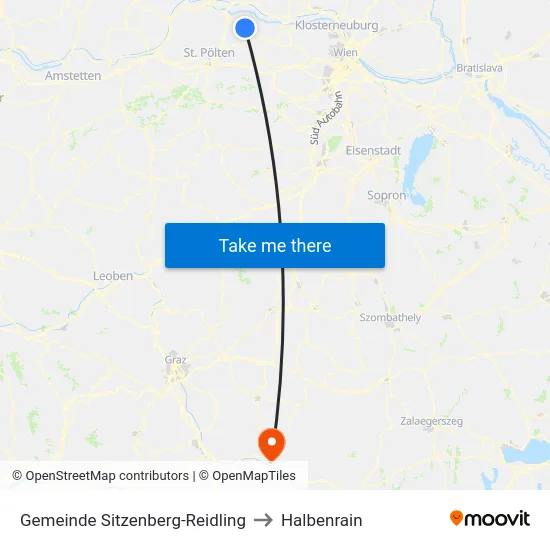 Gemeinde Sitzenberg-Reidling to Halbenrain map