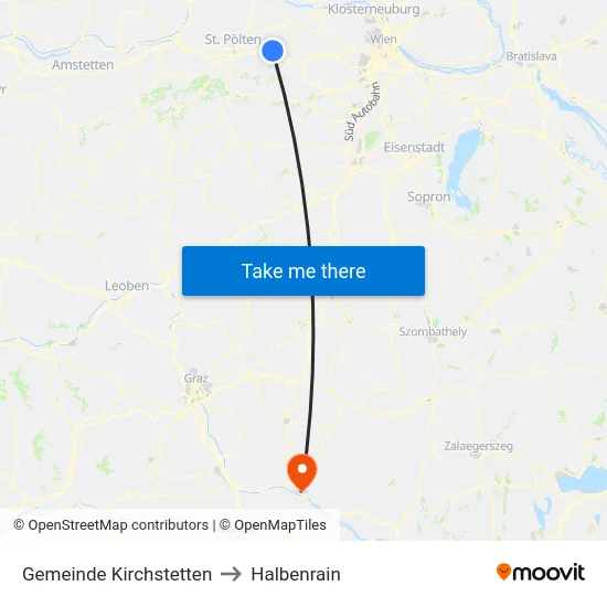 Gemeinde Kirchstetten to Halbenrain map