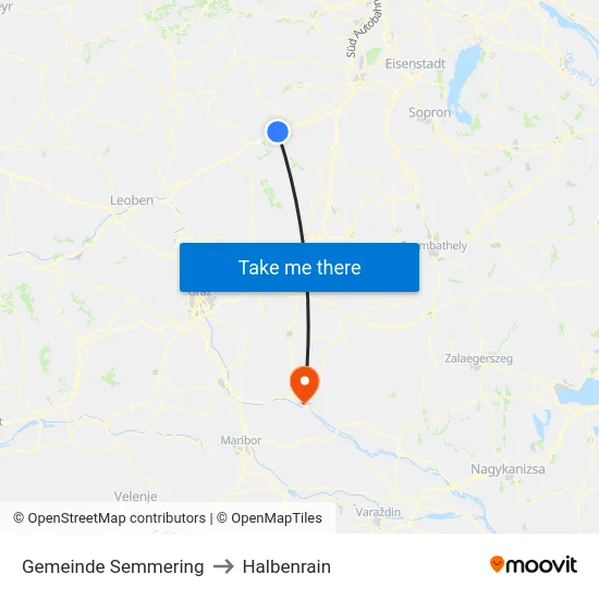 Gemeinde Semmering to Halbenrain map