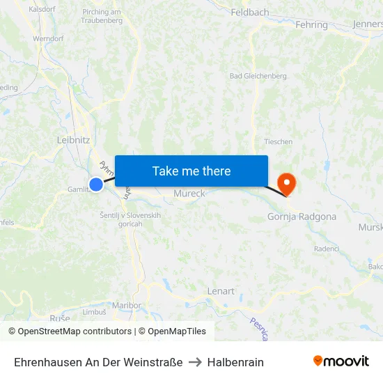 Ehrenhausen An Der Weinstraße to Halbenrain map