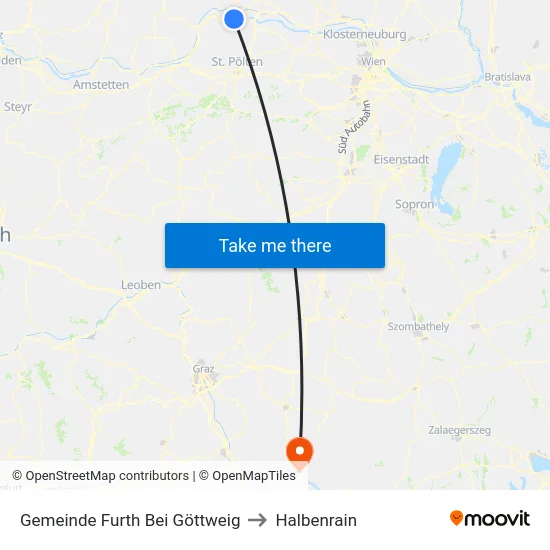 Gemeinde Furth Bei Göttweig to Halbenrain map