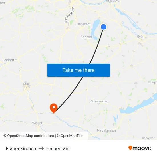 Frauenkirchen to Halbenrain map