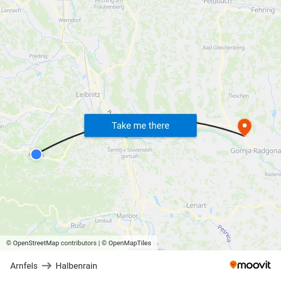 Arnfels to Halbenrain map