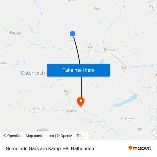 Gemeinde Gars am Kamp to Halbenrain map