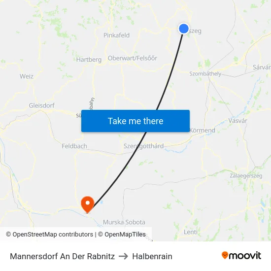 Mannersdorf An Der Rabnitz to Halbenrain map