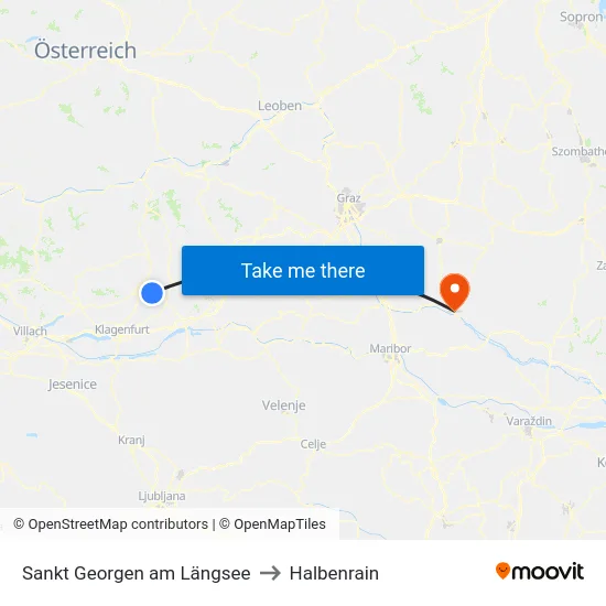 Sankt Georgen am Längsee to Halbenrain map