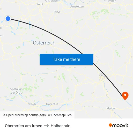 Oberhofen am Irrsee to Halbenrain map