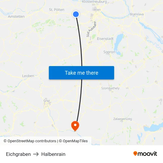 Eichgraben to Halbenrain map