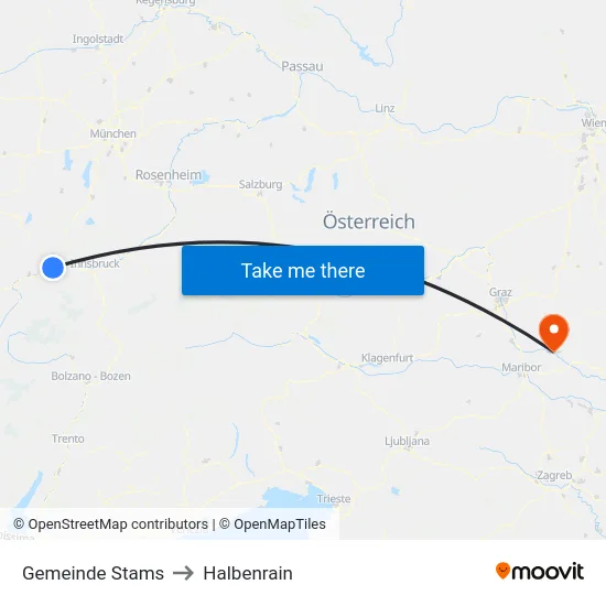 Gemeinde Stams to Halbenrain map