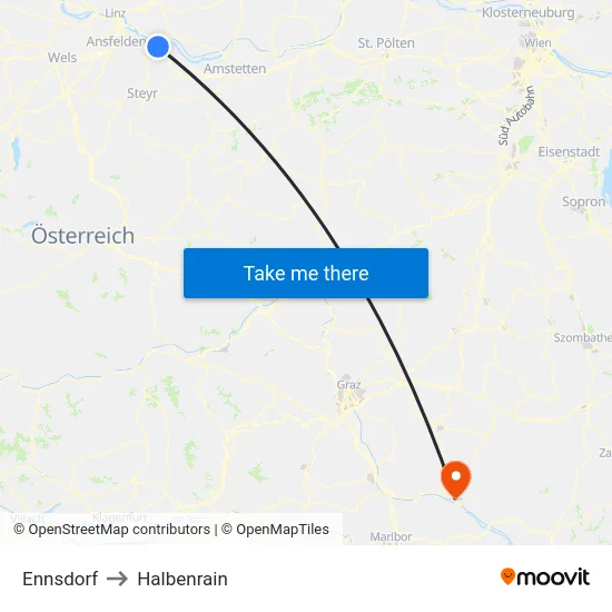 Ennsdorf to Halbenrain map