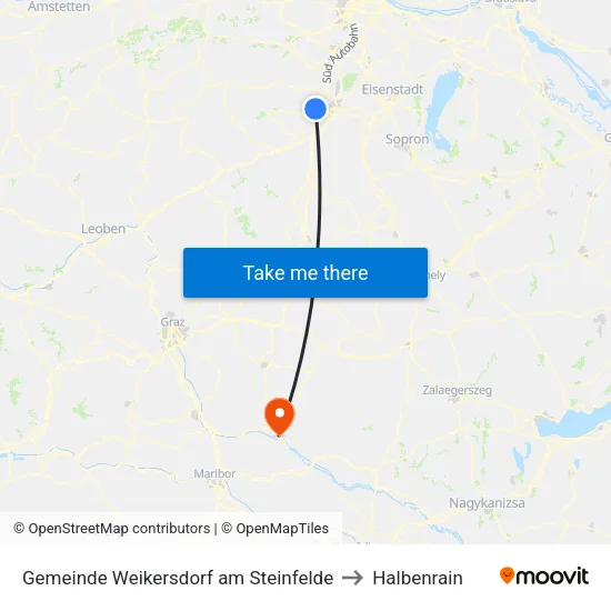 Gemeinde Weikersdorf am Steinfelde to Halbenrain map