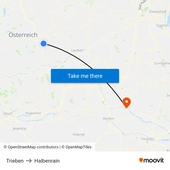 Trieben to Halbenrain map