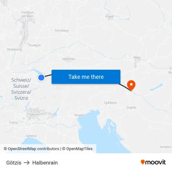 Götzis to Halbenrain map