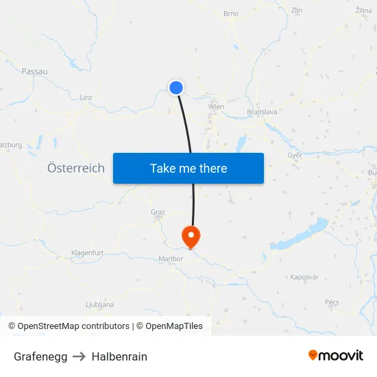 Grafenegg to Halbenrain map