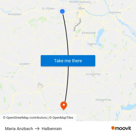 Maria Anzbach to Halbenrain map