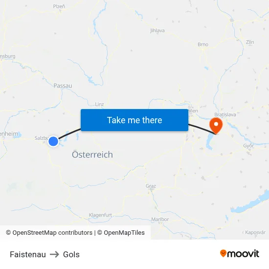 Faistenau to Gols map