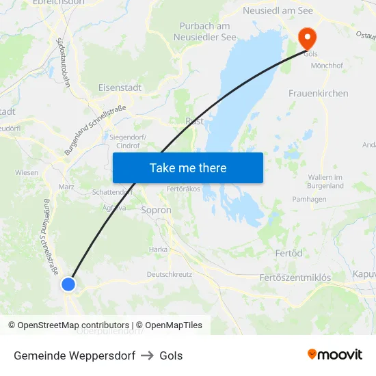 Gemeinde Weppersdorf to Gols map