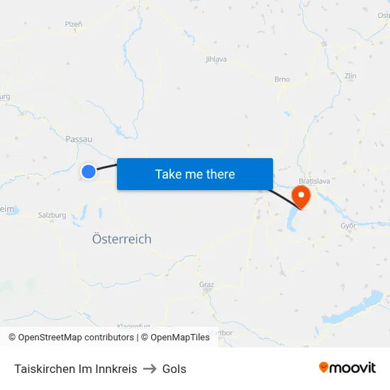 Taiskirchen Im Innkreis to Gols map