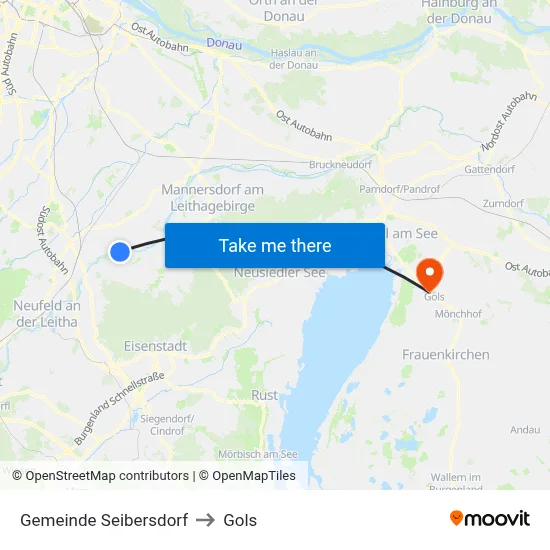 Gemeinde Seibersdorf to Gols map